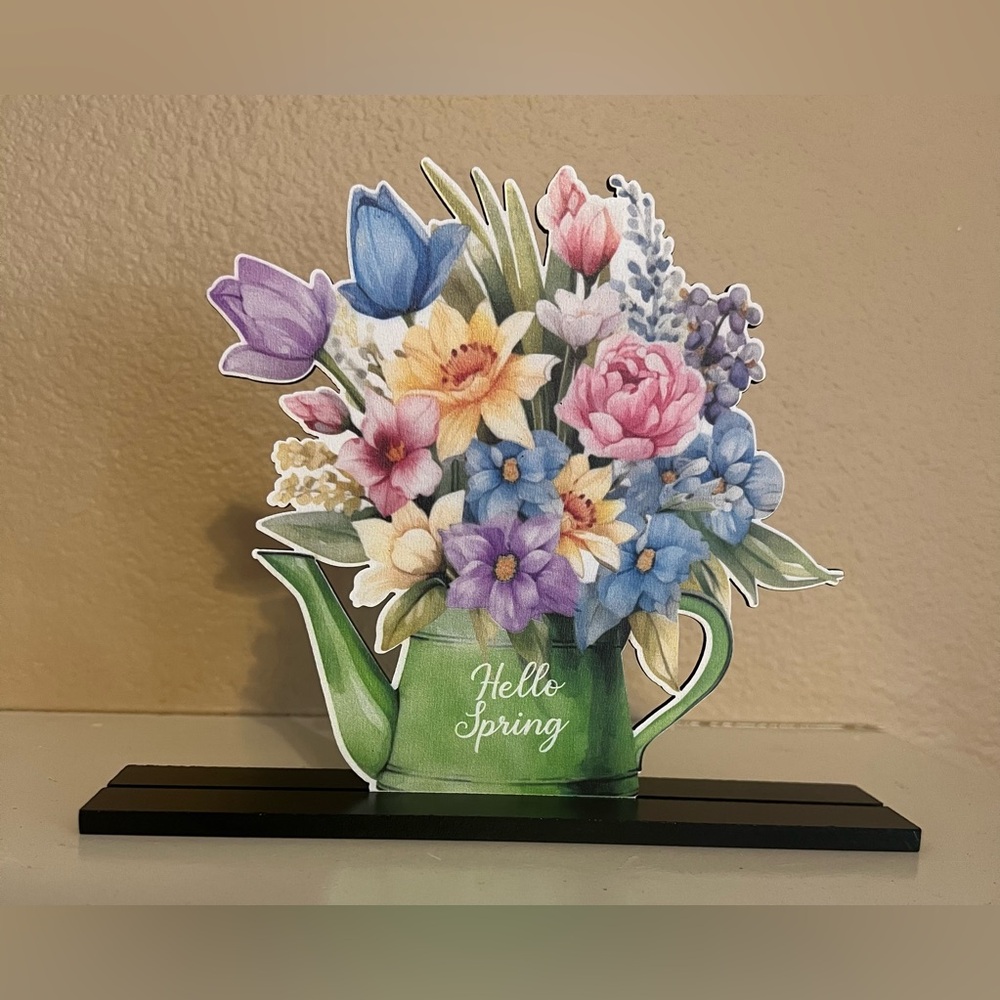 Wood Hello Spring Tabletop Decor - Picture 10 of 11